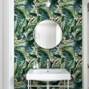 Arched bathroom mirror with a custom DIY wooden frame