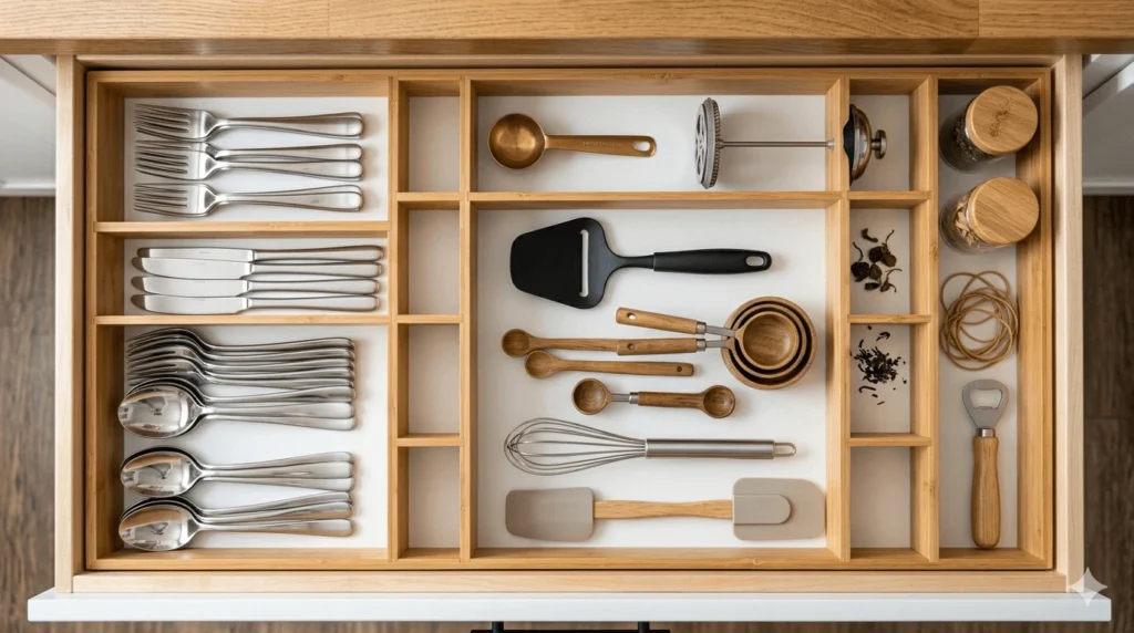 Low Budget Kitchen Ideas with smart kitchen drawer organizers and storage