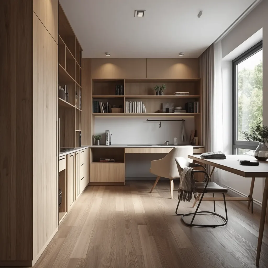  Compact modern studio apartment reflecting the growing trend toward smaller, efficient homes