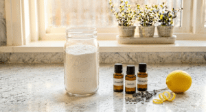 essential oil infused homemade dishwasher detergent