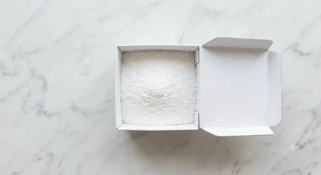 What is powder dishwasher detergent — open box on kitchen counter