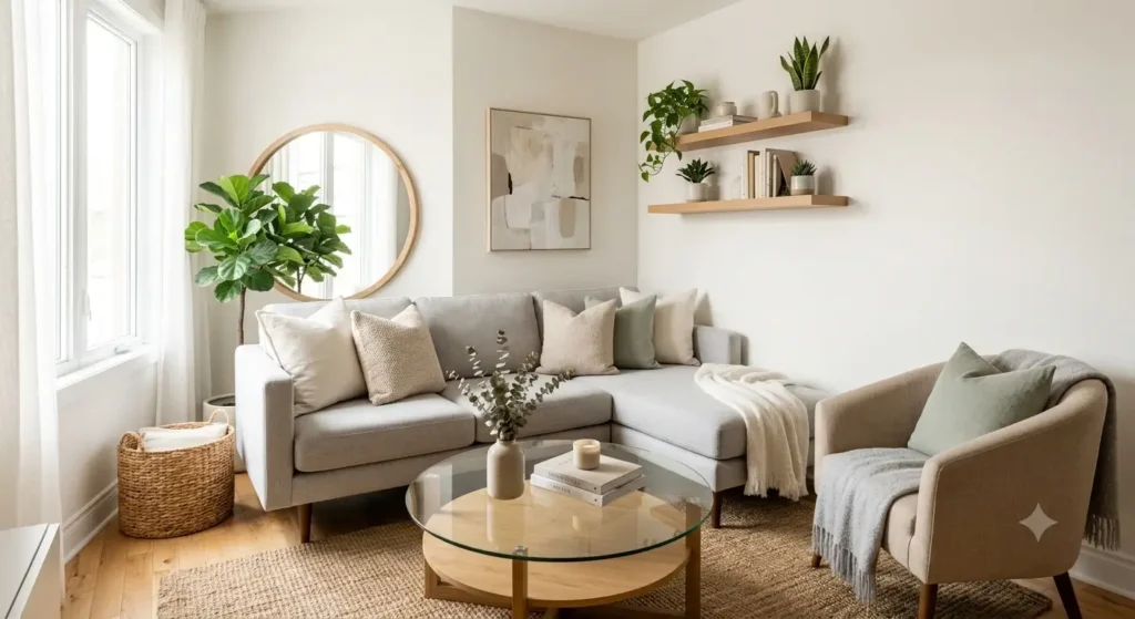 Small living room furniture with sectional sofa